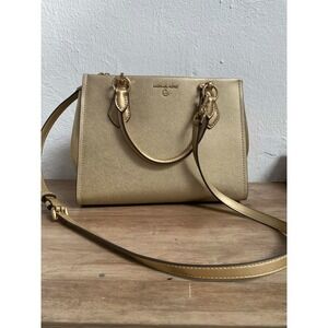 Michael Kors Marylin Metallic Gold Saffiano Leather Purse